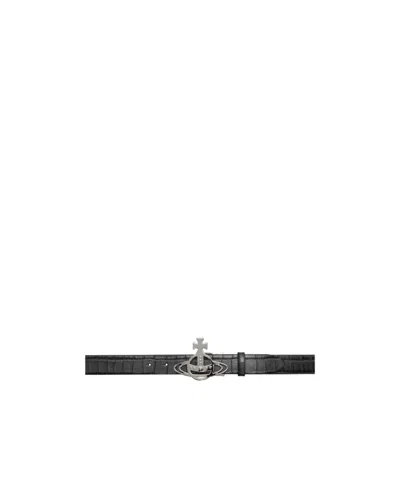 Vivienne Westwood Line Orb Buckle Belt In Black