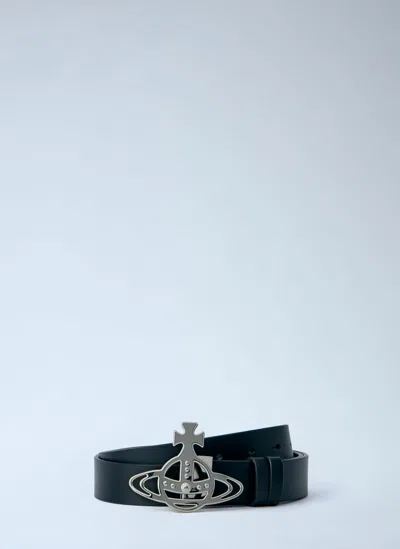 Vivienne Westwood Line Orb Buckle Belt In Black