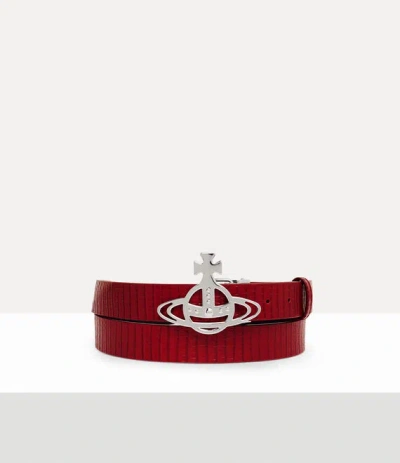 Vivienne Westwood Line Orb Buckle Belt Mini Croc-embossed Red One Size Unisex