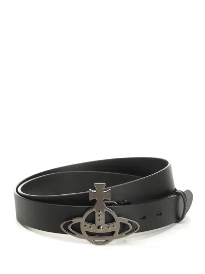 Vivienne Westwood Line Orb Buckle Belt/gunmetal Belts Black