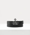 Vivienne Westwood Line Orb Buckle Belt/gunmetal Vacchetta Leather Black One Size Unisex In Black