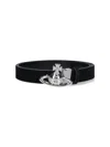 Vivienne Westwood Reversible Crocodile Print And Black Leather Belt In Black