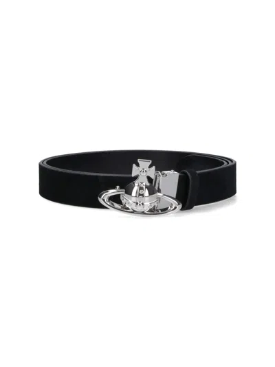Vivienne Westwood Line Orb Reversible Belt In Black