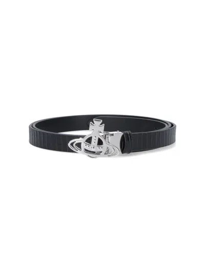 Vivienne Westwood "line Orb" Reversible Belt In Black