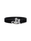 Vivienne Westwood Reversible Crocodile Print And Black Leather Belt In Black