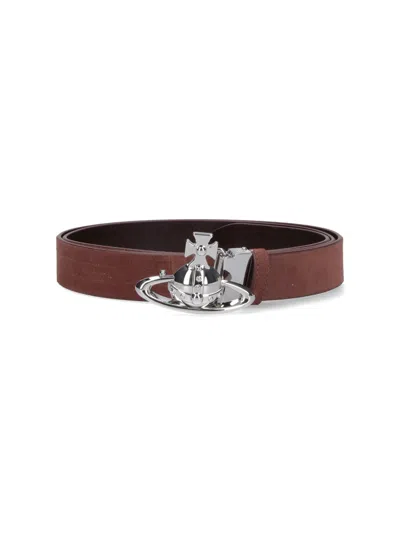 Vivienne Westwood Line Orb Reversible Belt In Brown