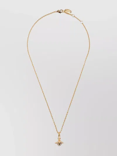 Vivienne Westwood Link Chain Necklace With Embellished Pendant In Neutral