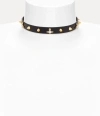 Vivienne Westwood Lio Choker Gold-black-leather-white-crystal Gold-black-leather-white-crystal Women In Gold-black-leather-white-crystal