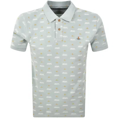 Vivienne Westwood Lion And Orbit Polo T Shirt Gree In White