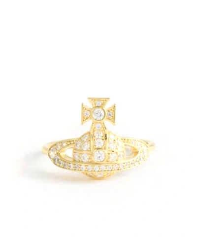 Vivienne Westwood Little Orb Mini Ring With Crystals In Gold