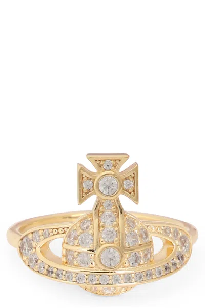 Vivienne Westwood Little Orb Mini Ring With Crystals In Gold