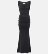 Vivienne Westwood Long Ginnie Pencil Dress Fluid Viscose Satin Black 40 Women In Blue