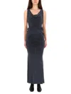 Vivienne Westwood Long Ginnie Pencil Dress Fluid Viscose Satin Black 40 Women In Black