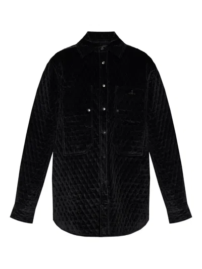 VIVIENNE WESTWOOD LOGO-APPLIQUÉ QUILTED VELVET JACKET