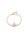Vivienne Westwood Mini Bas Relief Pearl Bracelet Rose Gold In Gold