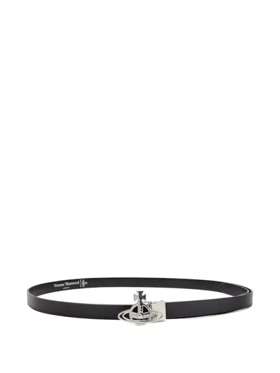 Vivienne Westwood Logo Buckle Leather Belt In Black