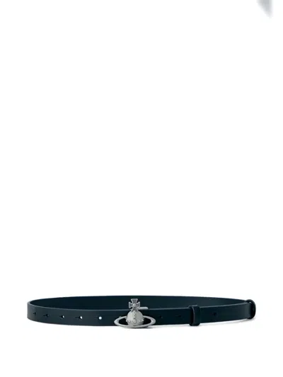 Vivienne Westwood Logo-buckle Leather Belt In Blue