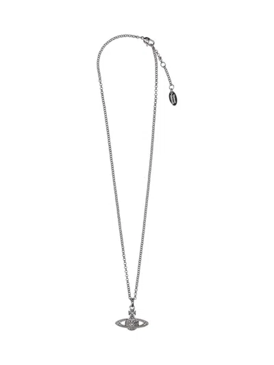 Vivienne Westwood Logo Charm Necklace In Black