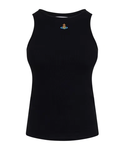 Vivienne Westwood Logo Cotton 90s Vest In Black