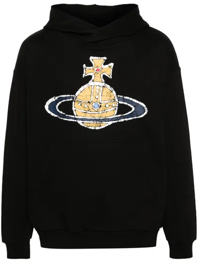 Vivienne Westwood Logo Cotton Hoodie In Black