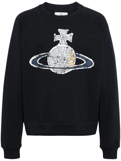 Vivienne Westwood Logo Cotton Sweatshirt In Blue