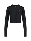 Vivienne Westwood Logo Crop Cardigan In Black  