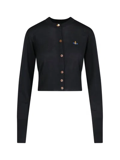 Vivienne Westwood Logo Crop Cardigan In Black