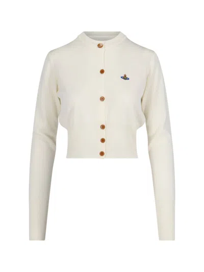Vivienne Westwood Logo Crop Cardigan In Cream