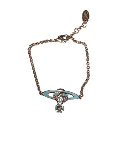 Vivienne Westwood Logo Design Logo Bracelet In Yellow