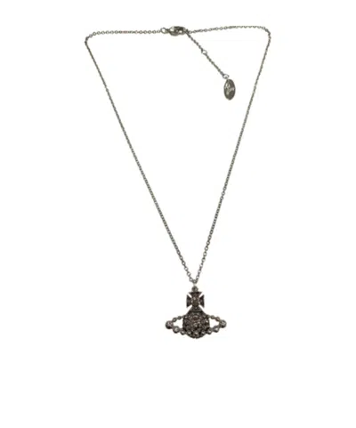 Vivienne Westwood Logo Design Necklace In Gray