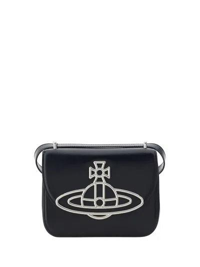 Vivienne Westwood Logo Detail Flap Shoulder Bag In Black