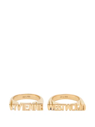 Vivienne Westwood Set Of Two Rings Essex In Gold