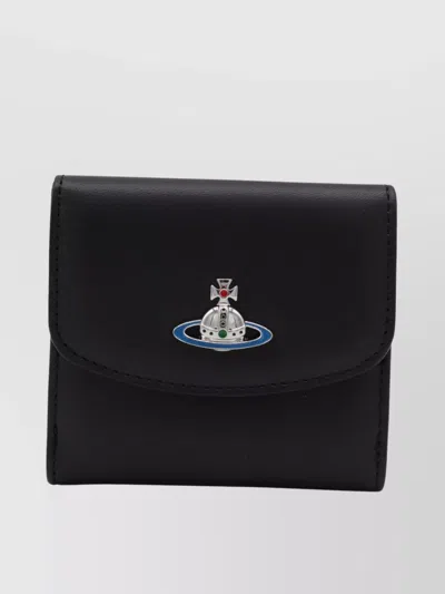 Vivienne Westwood Logo Detail Snap Button Wallets In Black