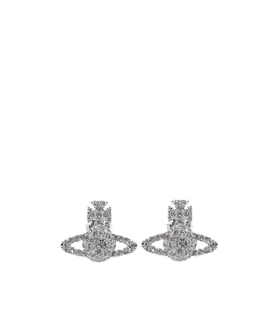 Vivienne Westwood Logo Earrings In Silver