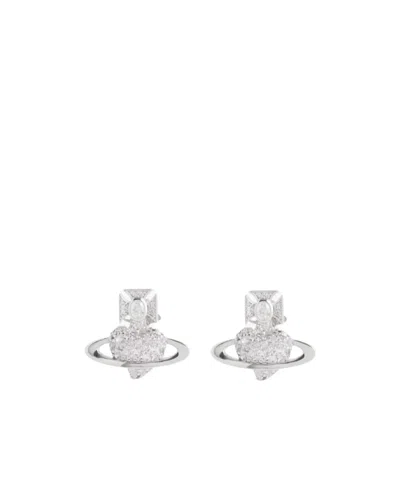 Vivienne Westwood Logo Earrings In Metallic