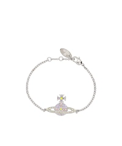Vivienne Westwood Logo Embellished Bracelets In Metallic