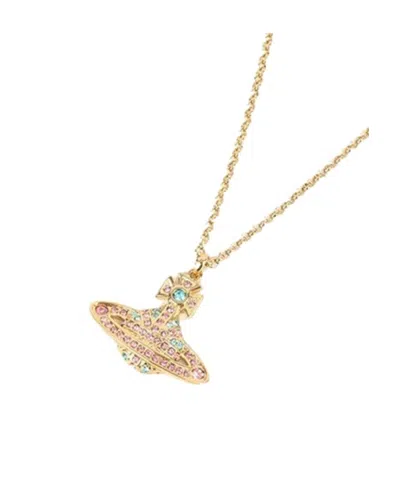 Vivienne Westwood Logo Embossed Necklace In Yellow