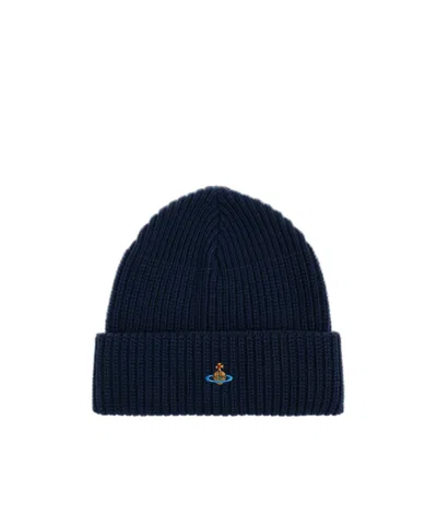 Vivienne Westwood Logo Embroidered Beanie In Black