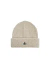 Vivienne Westwood Mens White Sporty Orb-embroidery Wool Beanie In Neutral