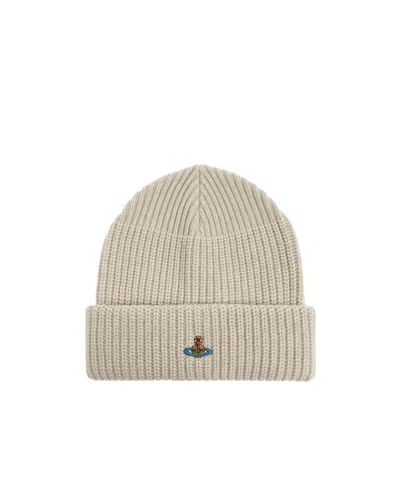 Vivienne Westwood Logo Embroidered Beanie In Neutral