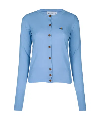 Vivienne Westwood Long-sleeved Knitted Cardigan In Blue