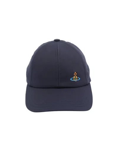 Vivienne Westwood Logo Embroidered Cap In Blue
