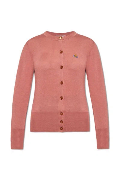 Vivienne Westwood Logo Embroidered Cardigan In Pink