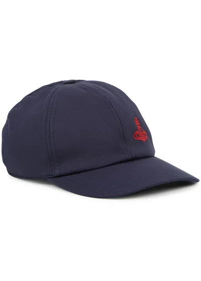 Vivienne Westwood Logo-embroidered Cotton Cap In Blue