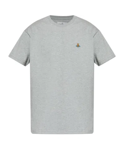 Vivienne Westwood Logo Embroidered Crewneck T-shirt In Gray