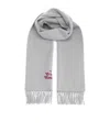 Vivienne Westwood Logo Embroidered Fringed Scarf In Gray