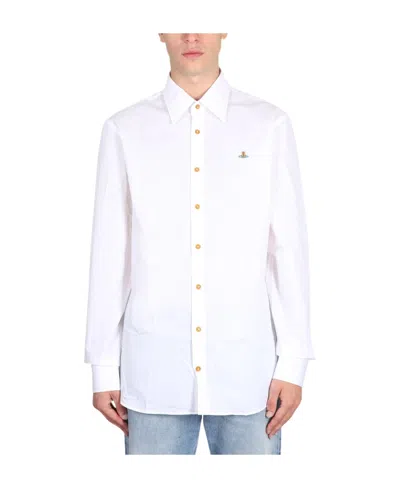 VIVIENNE WESTWOOD VIVIENNE WESTWOOD LOGO EMBROIDERED LONG-SLEEVED SHIRT