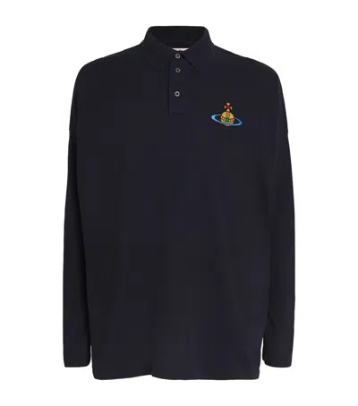 Vivienne Westwood Logo-embroidered Polo Shirt In Navy