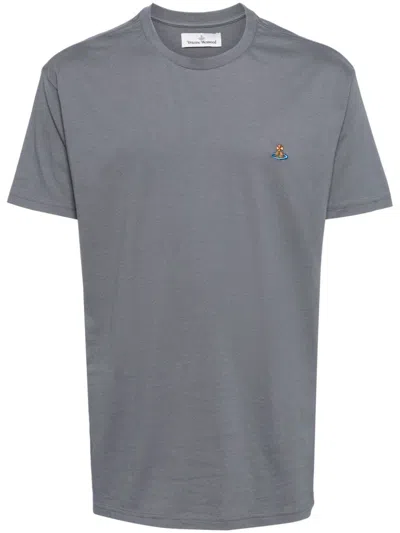 Vivienne Westwood Logo-embroidered Round-neck T-shirt In Aw24-grey