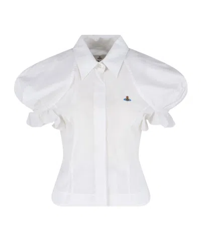 VIVIENNE WESTWOOD VIVIENNE WESTWOOD LOGO EMBROIDERED RUFFLED TOP